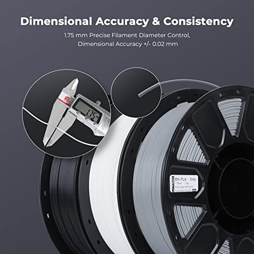 Image of Creality PLA Filament 1.75mm, Tough and Durable 3D Printer Filament with + /-0.02mm Accuracy, Smooth Printing 1KG Spool, Grey