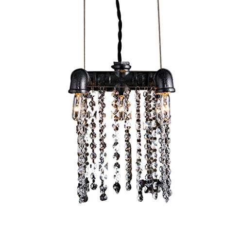 Lampe murale en fer forgé rétro lustre tuyau cristal suspendu
