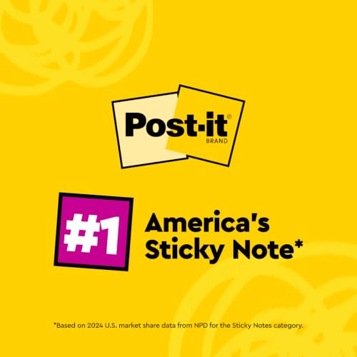 Image of 3M Post-it Yellow Sticky Notes| 2x100 Sheets | 2 Pads | 3 inch X 3 inch | Notes, Reminders, Study, School and organizing | Canary Yellow