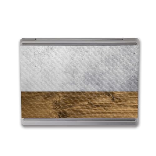 Image of MightySkins Carbon Fiber Skin Compatible with Microsoft Surface Laptop Go 3 (2023) Full Wrap Kit - Concrete Wood | Protective, Durable Textured Carbon Fiber Finish | Made in The USA