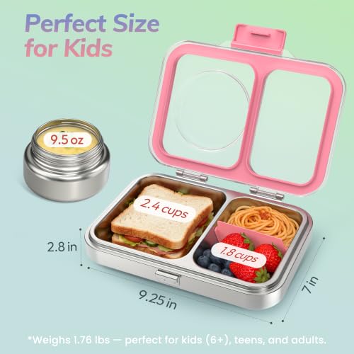 HOMEKOL Stainless Steel Bento Lunch Box + 9.5oz Insulated Food Jar, Pink by HOMEKOL - Used condition - Image 2