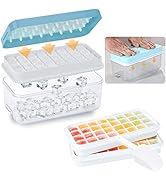 EYSOO Ice Cube Tray with Lid 64 Grids Easy-release Silicone Ice Cube Molds for Freezer BPA Free I...
