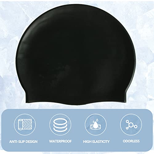 HYCOPROT Kids Swimming Cap 100% Silicone Swimming Hats for Boys And Girls Comfortable And Elastic Waterproof Swim Caps,Elastic Swim Hat For Long Hair And Short Hair (Grey/Blue) - Image 3