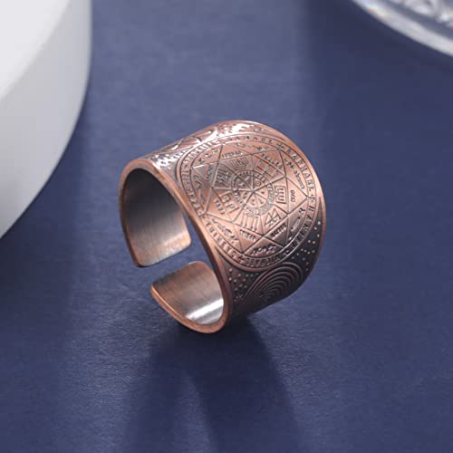 Amaxer Seven Archangels Ring for Men Stainless Steel Copper Seal of Solomon Tetragrammaton Archangels Protection Ring Statement Band for Men Women4
