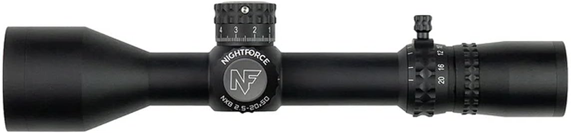 Nightforce NX8 2.5‑20x50mm F2 Compact Riflescope - Second Focal Plane (SFP), DigIllum Illuminated Reticle, ZeroStop, Adjustable Parallax, Long Range Precision Scope