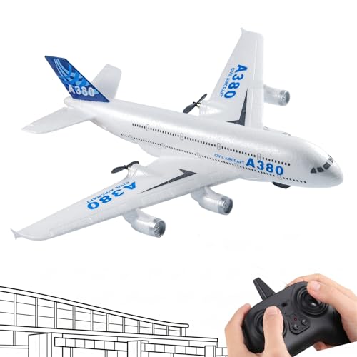 Remote Control RC Airplane Ready to Fly 2.4GHz &ndash; Airbus A380 Model, 2-Channel Beginner RC Plane...
