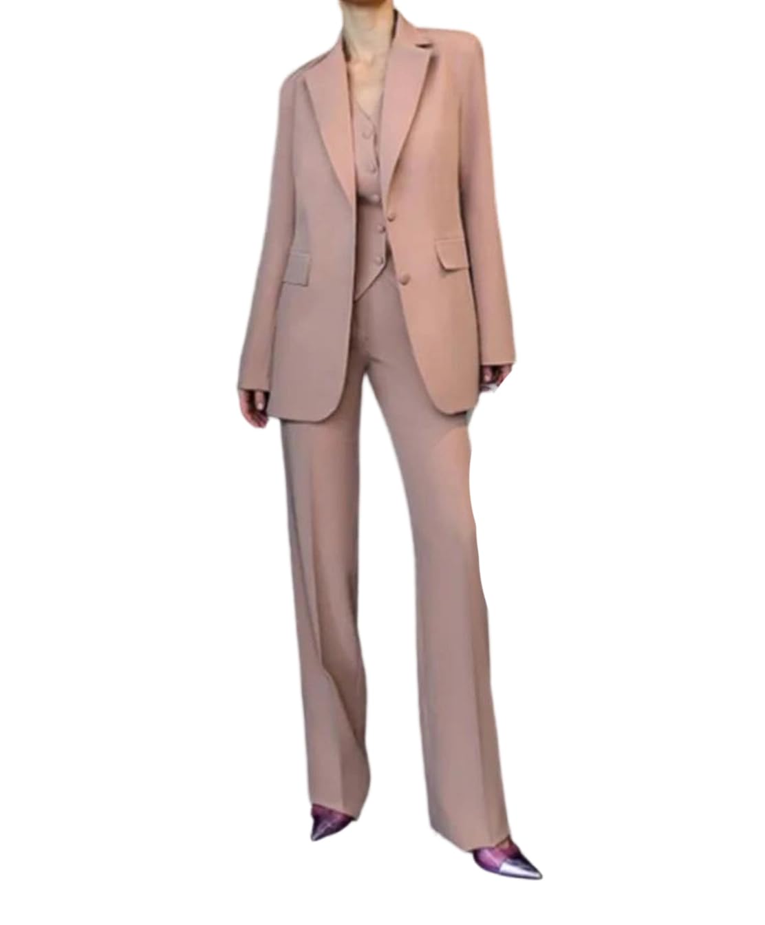 Elegante conjunto de 2 piezas de pantalón para mujer, blazer ajustado y pantalones, traje formal de oficina