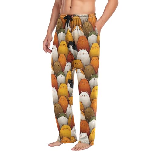 AIXIWAWA Mens Pajama Pants Sleep Lounge Wear Bottoms with Pockets Drawstring Guinea Pigs Print S4