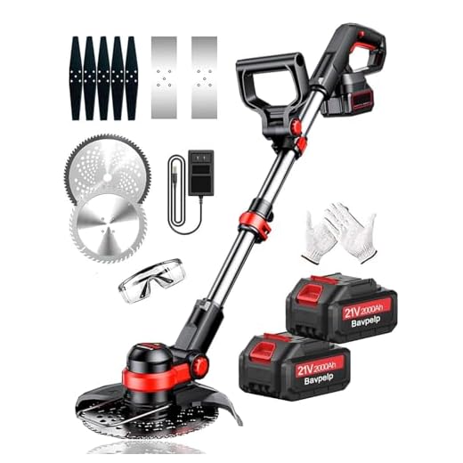 Weed Wacker Cordless, 21V Electric Weed Cordless Eater with 3 Types Blades and 2Pcs Battery, Lightweight String Trimmer/Edger Lawn Tool/Brush Cutter for Garden and Yard