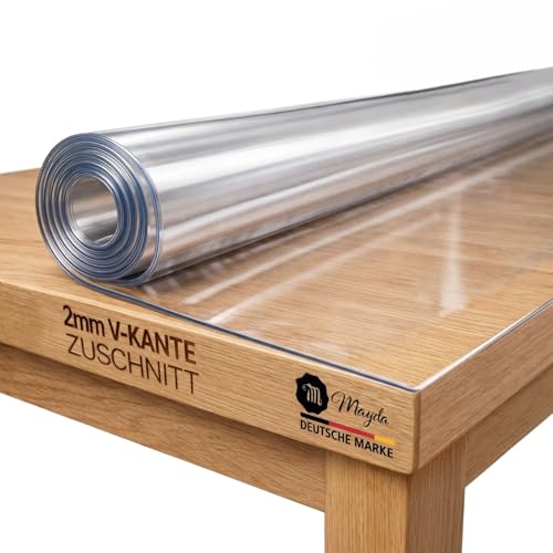 Mayda Tischfolie transparent 2 mm - Glasklar Folie Tischschutz - versch.Größen, Individuell Zuschneidbarer - Schutzfolie mit abgeschrägten… – Ansicht 1