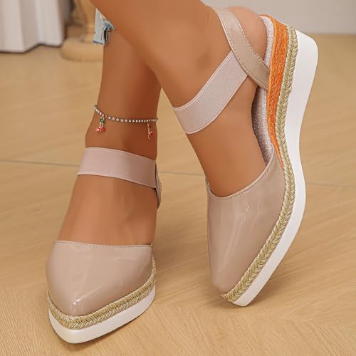 Espadrilles plates à bout fermé pour femme, chaussures décontractées légères kaki - 4