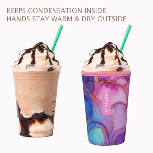 Image of Reusable Insulated Neoprene Iced Coffee Cup Sleeve, Durable Drink Sleeve for Cold Beverages, Beverage Holder for Iced Coffee, Aurora Flow