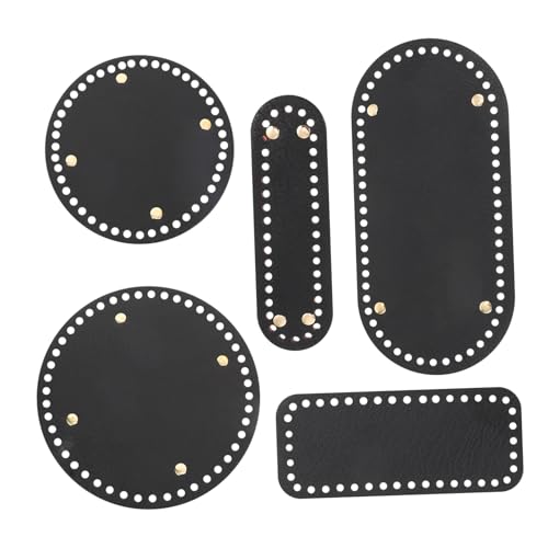 Veemoon 5 Piezas Plato De Cuero con Bolsas Bases Material Suministros para Hacer Bolsos Abajo Fondo De Bolsa Parte Inferior De La Bolsa Cojín Inferior De La Bolsa Cuero PU Black