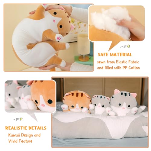 Bobomon Katze Kuscheltier stofftier Katze langes Kissen riesen XXL Kawaii groß plüschtier plüschkatze Cute seitenschläferkissen cat plushie (Rosa, 50cm)