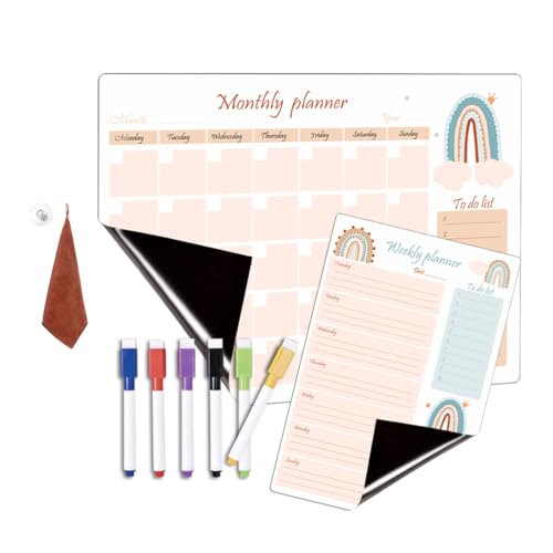 Lavagna magnetica da parete frigo Cancellabile Pianificazione la Planning Settimanale magnetico e Agenda Mensile, Calendario Magnetico Frigo Lavagna Settimanale calamitata morbida