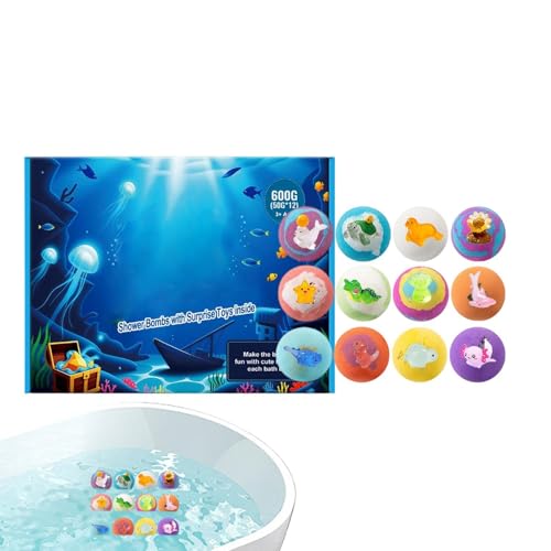Balles de bain pour femmes et enfants : coffret de 12 pièces moussantes et parfumées avec jouets