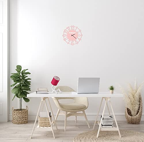 Pantone by Homemania Homemania Round Wall Decoration Clock for Living Room Kitchen Office Pink White Metal 40 x 0.15 x 40 cm - Image 4
