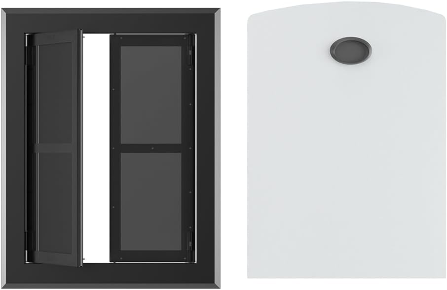 Aluminum French Large Dog Door,Strong Double Magnetic Flaps,with Aluminum Telescoping Tunnel Heavy-Duty Do g Door for X-Large and L arge Dog Up to 200LBS (Black, X-Large)