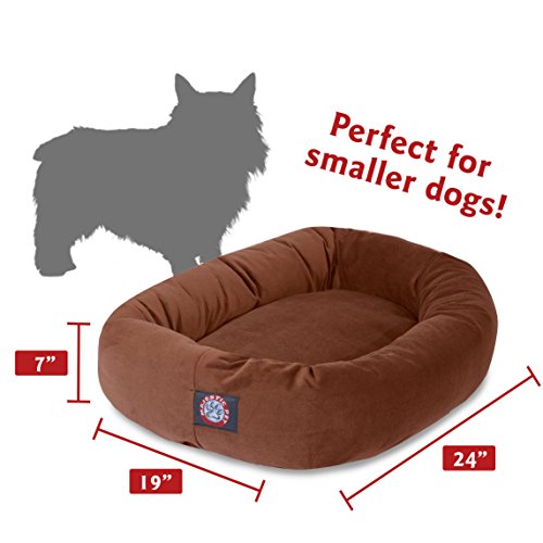 Image of Majestic Pet Dog Bed, 24x19x7in, Rust - Soft Round Pet Bed with Spine Support, Calming Donut Bed for Small Dogs, Washable, High-loft Polyester Fill, Waterproof Base, 300 /600 Denier