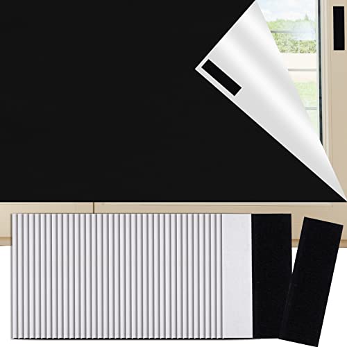 Portable Blackout Blinds, 150 * 400CM Blackout Material Temporary Blackout Blinds Stick On Window No Drill Blackout Blinds with Self Adhesive Fasteners for Nursery Bedroom and Travel