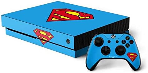 Skinit Decal Gaming Skin Compatible with Xbox One X Bundle - Officially Licensed DC Comics Superman Official Logo Design