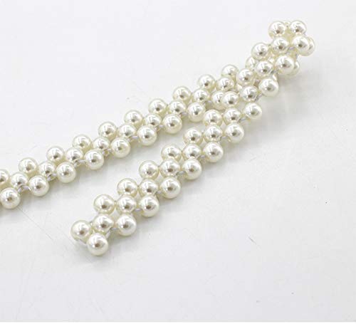 Women Elastic Stretch Belt for Dresses Pearl Rhinestone Metal Buckle Skinny Waist Belt Waistband 2cm Wide2