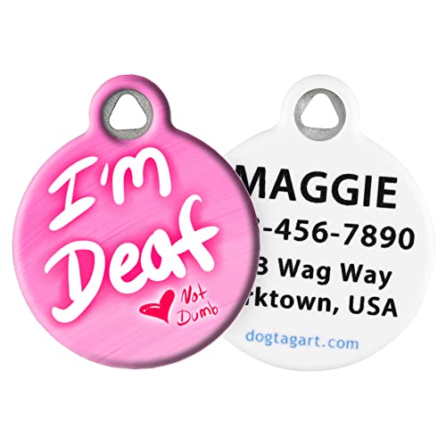 Dog Tag Art Medical-Alert Tag, Custom Pet Id Tags For Dogs And Cats, Personalized Dog Tags With Customized Identification Information - I'm Deaf Pink - Large #TOP1