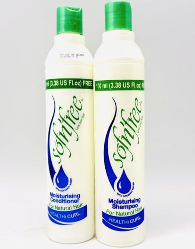 Image of HB Sofn’free Moisturising Shampoo & Conditioner Set With Coconut Water 350ml Each, Ideal For Curls, Natural Hair and Chemically Treated Hair