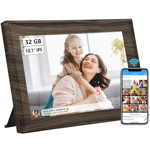 Image of 32GB 10.1 Inch WiFi Digital Picture Frame with 1280x800 HD IPS Touch Screen, Send Photo or Videos via App or Email,Support USB Drive /SD Card Extend Storage,Auto-Rotate,Wall Mountable