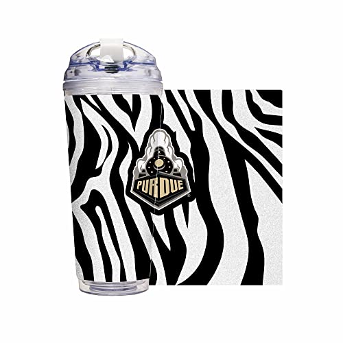 Image of Rico Industries NCAA Glitter 24oz Acrylic Glitter Tumbler with Hinged Lid, Officially Licensed Double Wall Tumbler with Straw
