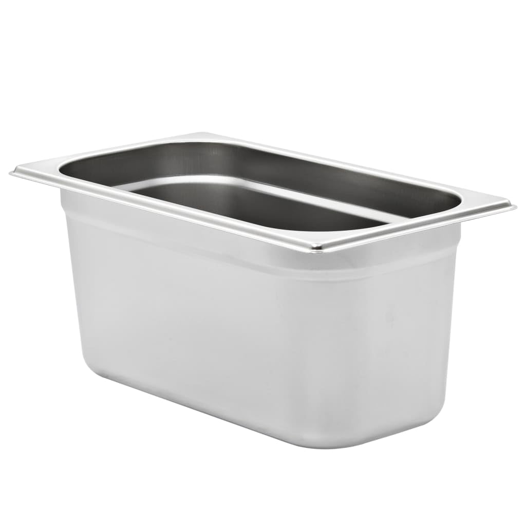Contenedores Gastronorm GN 1/3, 4 unidades, acero inoxidable, 325 x 176 x 150 mm, 5,7 L, apilables, para Bain-Marie, chafing, dish, buffet, catering, restaurante, cocina, servir, mantener