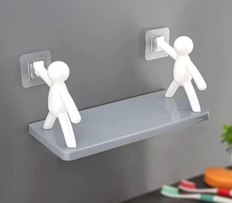 Multifunctional Stick-On (No Drilling/Nail) Wall Mounted Floating Plastic Shelf | Versatile Organizer for Office, Home, Kitchen, Bedroom and Bathroom (Pack of 1)-image-40