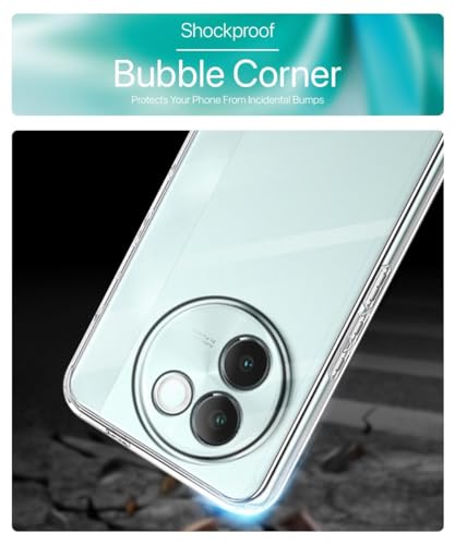 Image of NISHTECH for Vivo V30e 5G (2024) Premium Transparent Hybrid Soft Slim Dust Proof Back Case Cover with Camera Protection