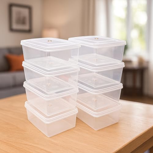 Image of Rectangle Transparent Plastic Storage Boxes - Small Multipurpose Containers with Lock for Jewellery, Medicines, Stationery, Cosmetics & Accessories (35 x 24.5 x 15 cm)(Pack Of 3)