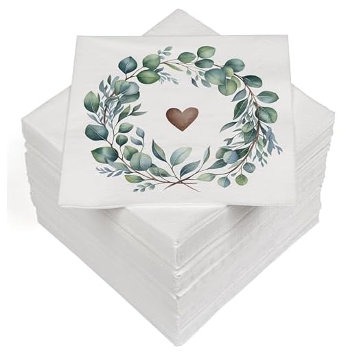 HEKU 100 Servietten, 3-lagig, 33x33cm, Eukalyptus Herz I Saugstark und praktisch verpackt I Breite Auswahl I Ideal für besondere Anlässe