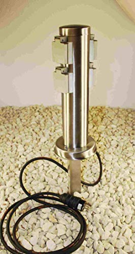 Preisvergleich Produktbild Steckdosensäule Energiesäule 4-fach steckerfertig incl. Erdspieß Steckdose mit Erdspiess Edelstahl" Made for Licht-Idee"