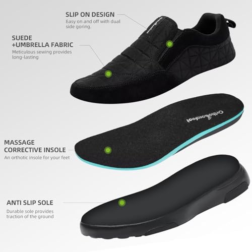 OrthoComfoot Men's Orthopedic Slip-On Loafers Walking Shoes: Comfortable Arch Support Plantar Fasciitis Hook and Loop Shoes, Casual Orthotic Work Loafers for Foot and Heel Pain4