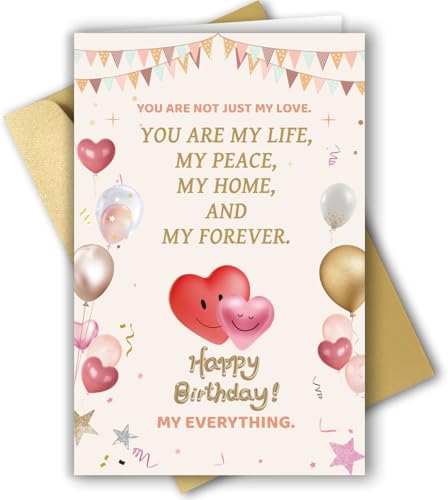 RPJIEKINXU Romantic Birthday Card for Wife Husband Boyfriend Girlfriend, Sweet Birthday Card Gift for Partner Couple Spouse Women Men, Cute Bday Cards Decorations for Fiance Fiancee Him Her