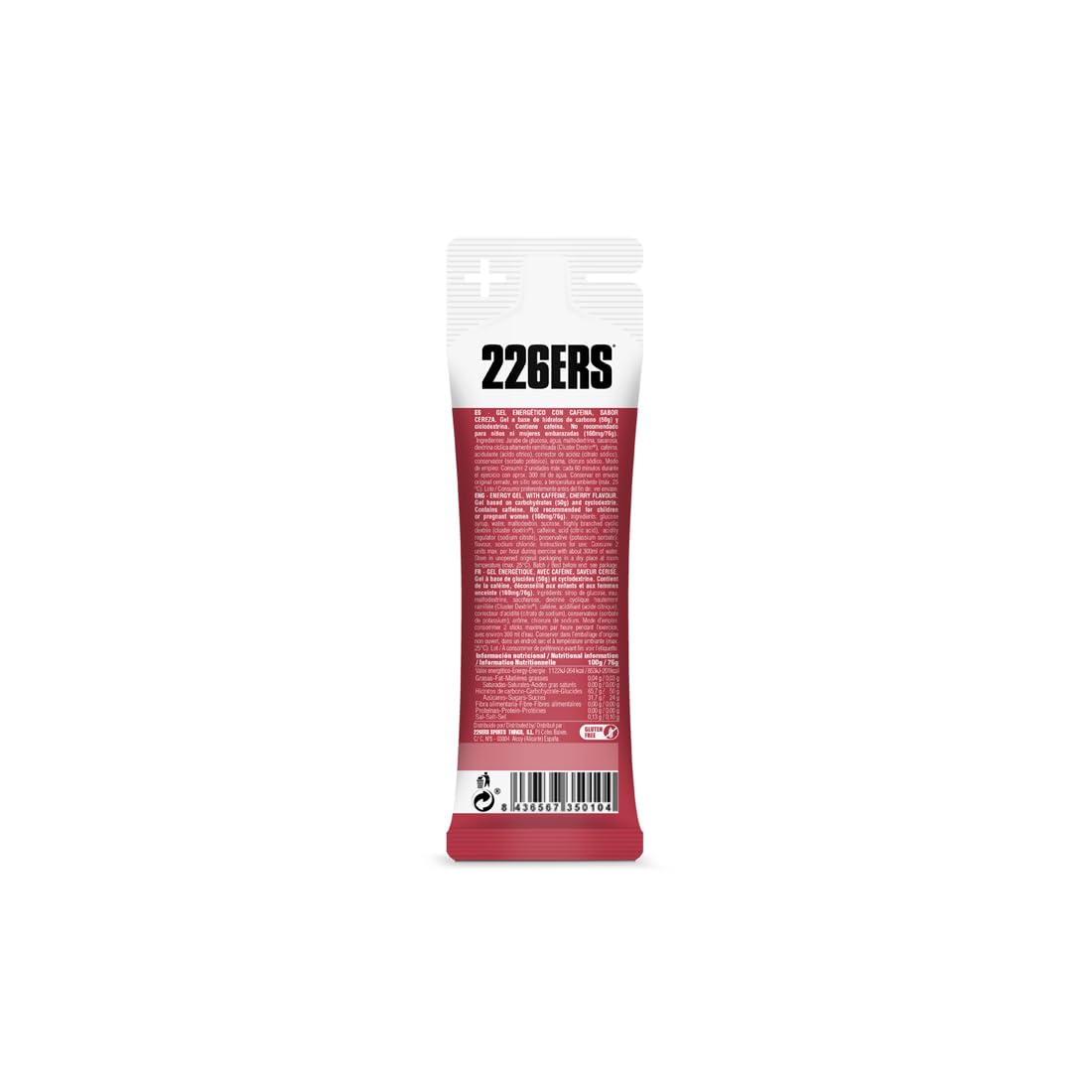 226ERS High Energy Gel, Gel Energético Deportivo con Cafeina, Cereza 24x76g