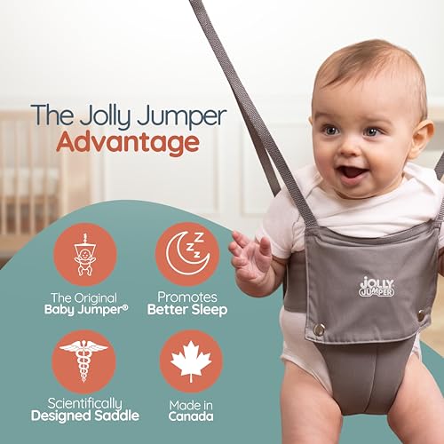 Image of Jolly Jumper Classic with Stand - Black | ORIGINAL Baby Jumper, Indoor and Outdoor Exercise Saddle Seat, Adjustable Height, for Infants up to 28lbs