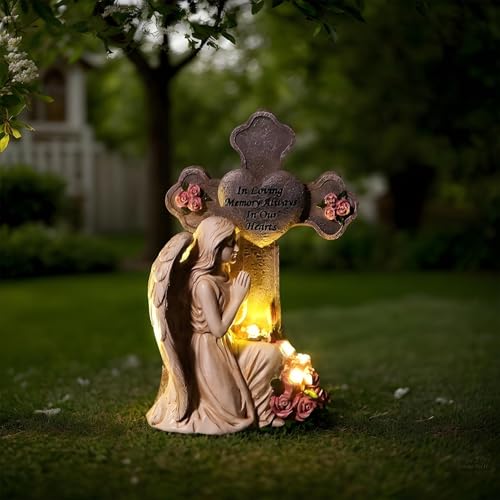 Statuette d'ange gardien solaire pour hommage extérieur doux