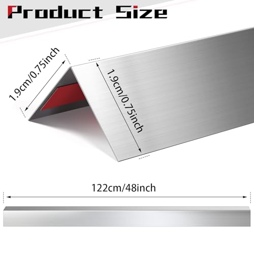 Image of Therwen 10 Pcs 3 /4 x 3 /4 x 48 Inch 304 Stainless Steel Corner Guards Metal Wall Guard Protector Corner Trim Molding for Door Countertop Furniture Cabinet Protection