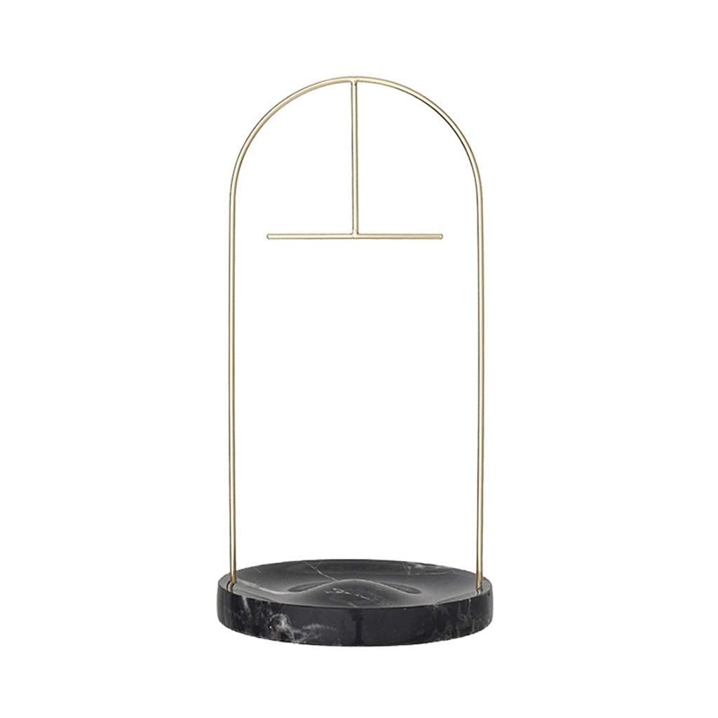 Porte-bijoux porte-bijoux en métal noir avec base marbre pour collier bague