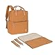 LÄSSIG Baby Wickelrucksack Wickeltasche mit Wickelunterlage und Kinderwagenbefestigung wasserabweisend/Little One & Me Square Backpack Big caramel