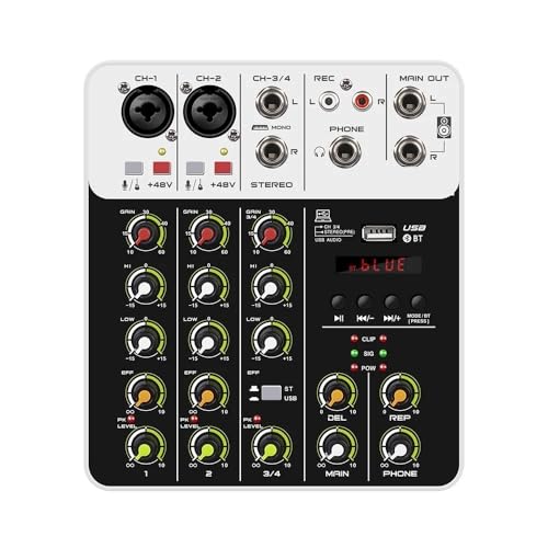 Table de mixage V4 à effet de lecture retard et alimentation fantôme pour double mixage audio