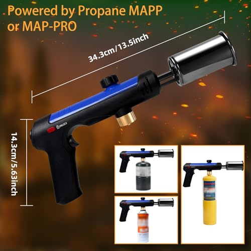 Image of Powerful Propane Torch with One-Touch Max Fire, Adjustable Kitchen Torch with Safety Lock, Flamethrower, Blow Torch Gun for Grill, BBQ, Sous Vide, Campfire Starter (Tank Not Included)