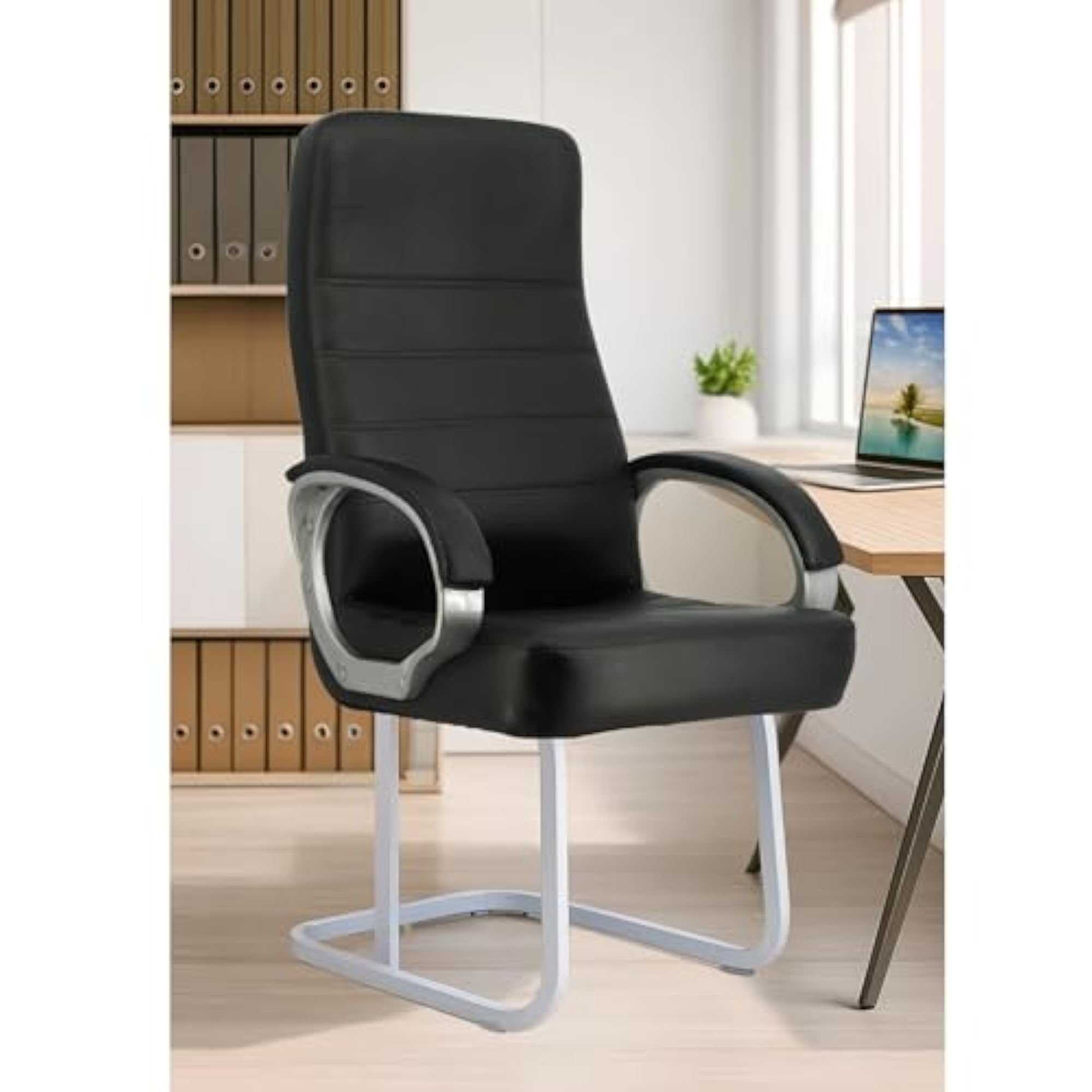 High Back Visitor Office Chair with Cushion Padded Handles
