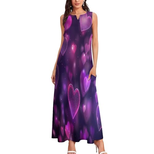 Robe d'été longue sans manches avec col V et poches intégrées