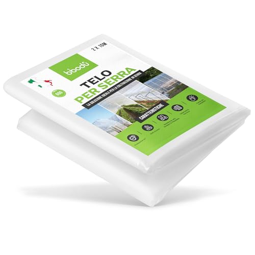 BIBODU Telo per Serra Trasparente 2 x 10M | Massima Resa - 800 Gauge | Telo Plastica Trasparente | Telo Serra perfetto per Agricoltura, Orti e Giardini