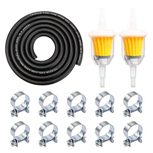 Image of 1 /4 Inch (6MM) ID Fuel Line Hose Kit: 2m /6ft Hose, 2 x 5 /16 inch Inline Filters with Magnet, 10 x Adjustable Mini Clamps (7 /16 inch-1 /2 inch) for conveying gasoline, E-85, diesel, and bio-diesel